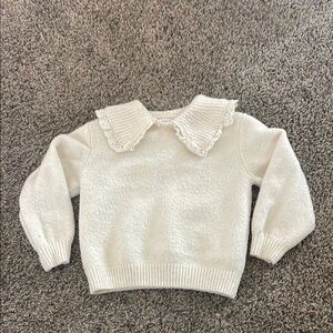 Zara Cream Crew Neck Sweater Soft Minimalist Design